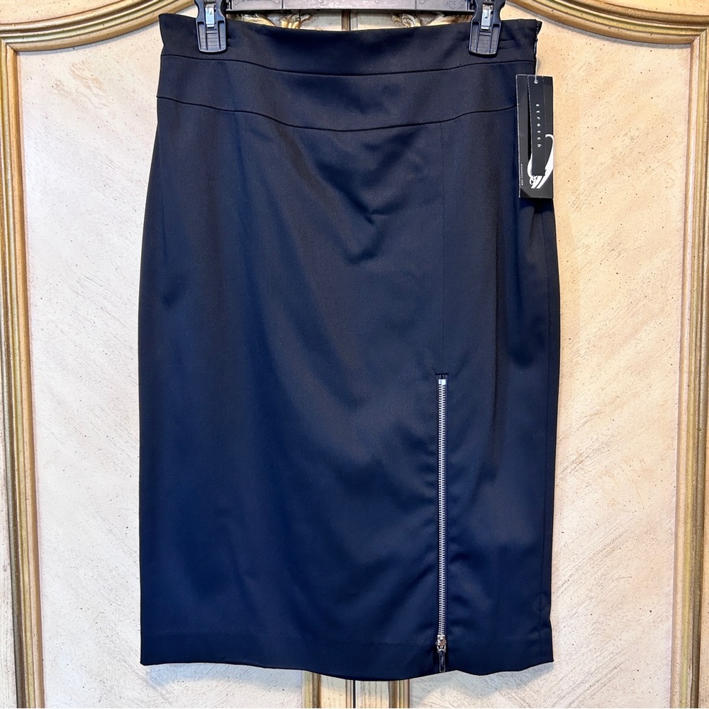Nine West Stretch Black Front Zipper Pencil Skirt NEW NWT